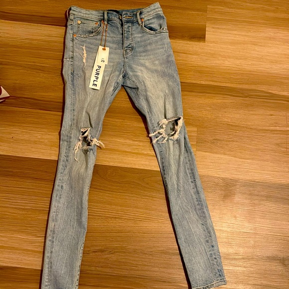 Purple Jeans Light IndigoP002 Repair Drop-Fit Skinny Jeans